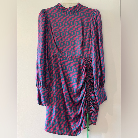 OLIVIA RUBIN Nicole Mini Pink and Blue Long Sleeve Dress Size 4 - Picture 4 of 16